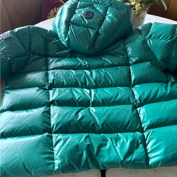 Mackage Teal Shiny Quilted Puffer with Neon Yellow Lining - Picture 3 of 6